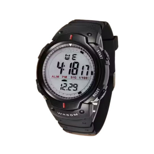 Multifunction Black Digital Watch with Green Backlight